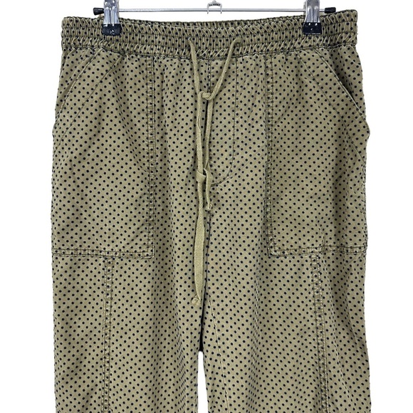 Anthropologie Green Flocked Polka Dot Joggers - Picture 3 of 8